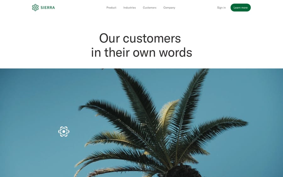Sierra AI customers page showing enterprise logos including WeightWatchers, Sonos, ADT, SiriusXM, Casper, and other large brands.