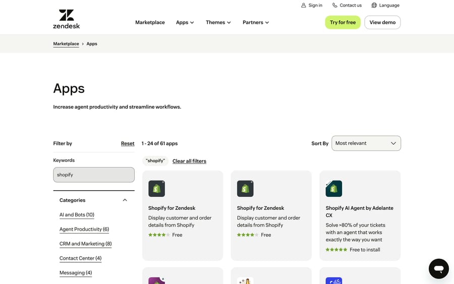 Shopify integrations for Zendesk in the Zendesk Marketplace — browse and install from here.