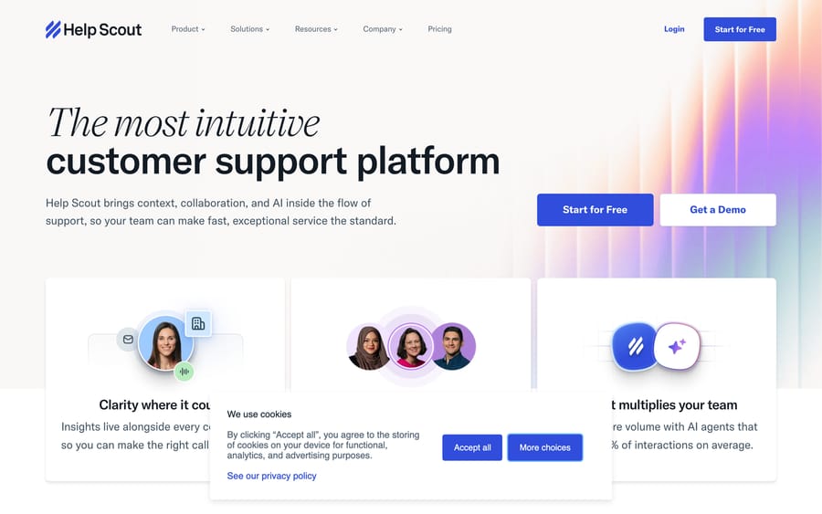 The Help Scout website.