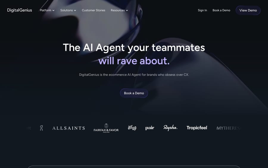The DigitalGenius website.
