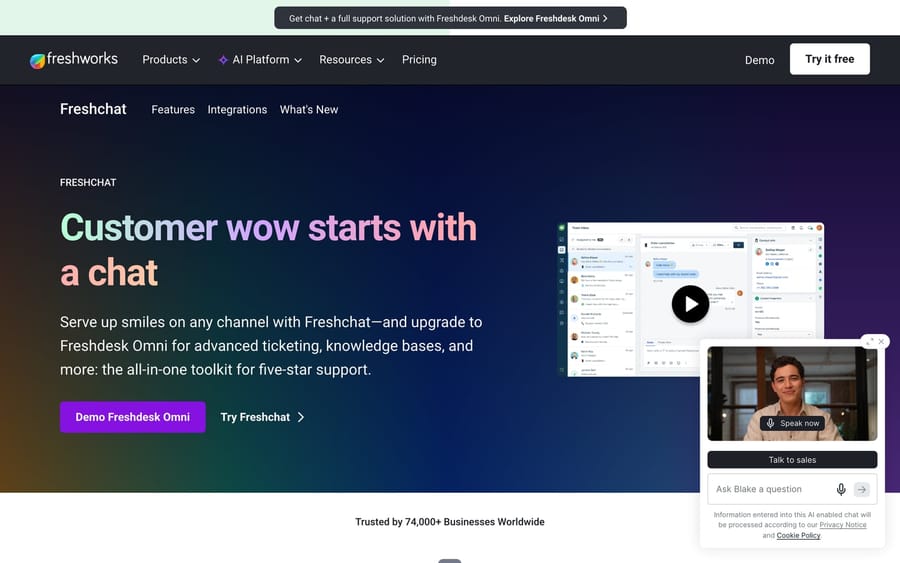 The Freshchat website.