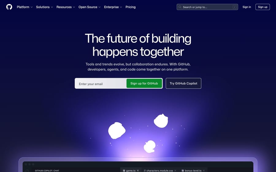 The GitHub website.