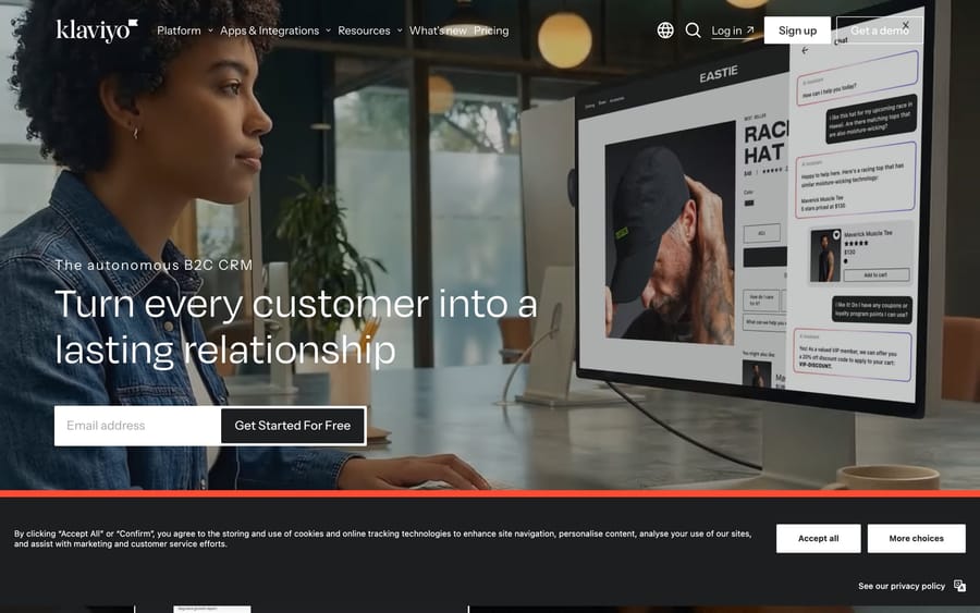 The Klaviyo website.