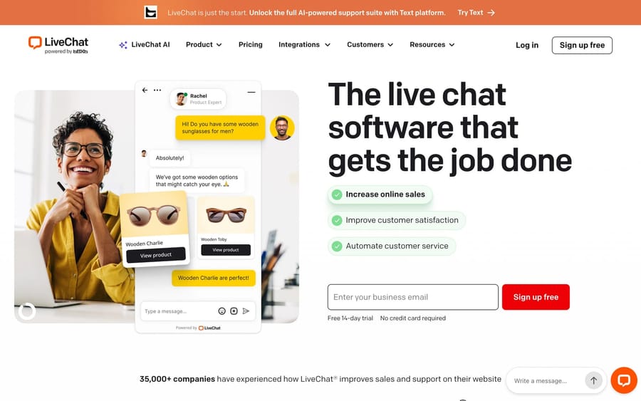 The LiveChat website.