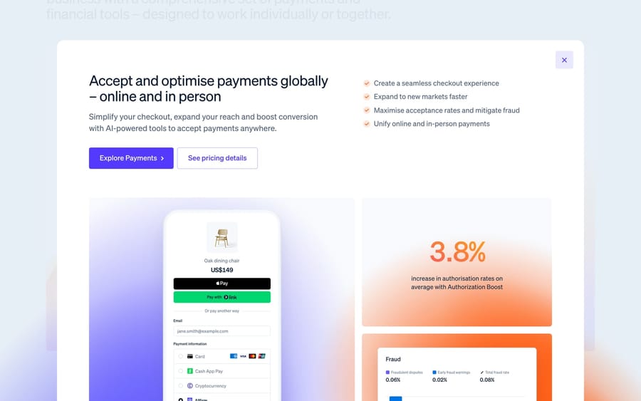 The Stripe website.