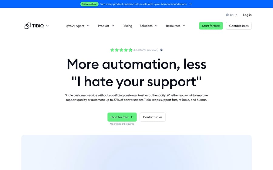 The Tidio website.