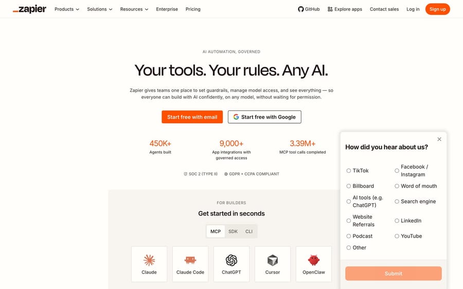 The Zapier and Make website.