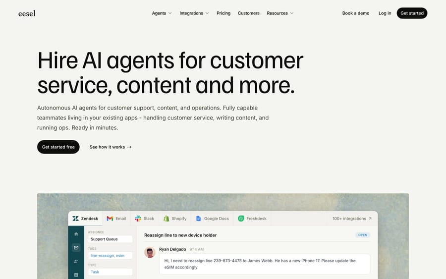 The eesel AI website.