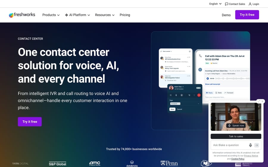 The Freshcaller website.