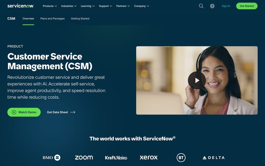 The ServiceNow website.