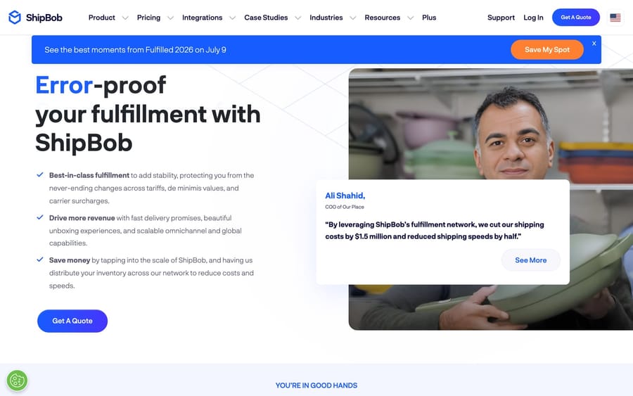 The ShipBob website.
