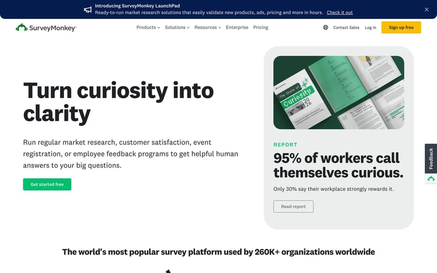 The SurveyMonkey + built-in CSAT website.