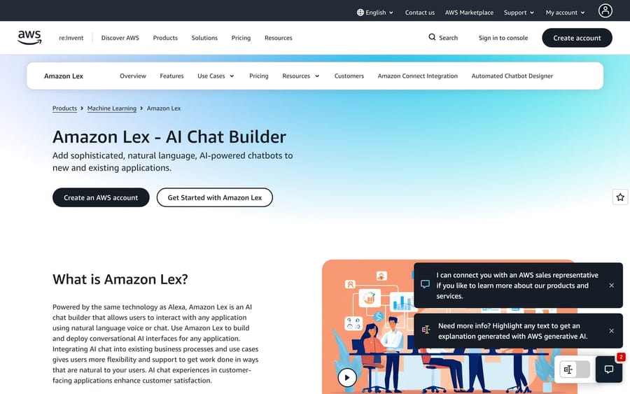 The Amazon Lex website.