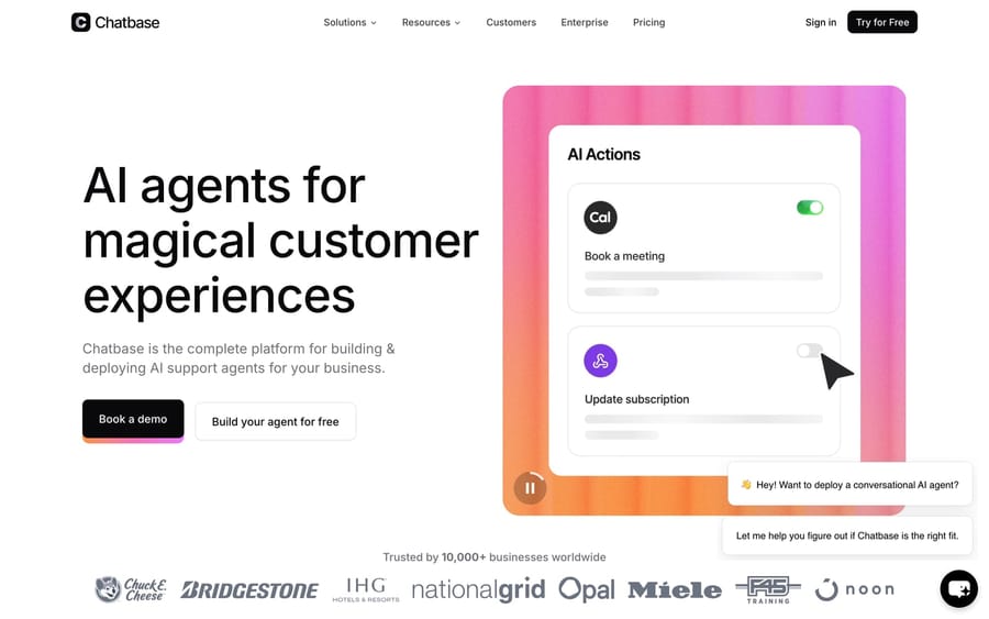 The Chatbase website.
