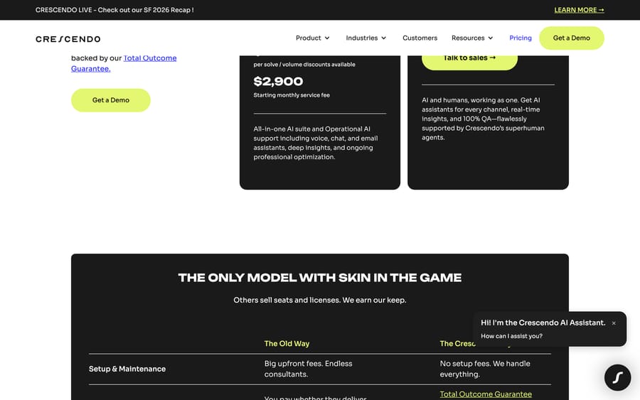 Crescendo's pricing page.