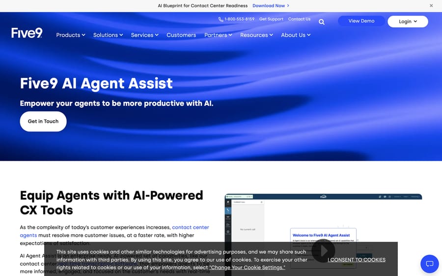 Five9 Agent Assist: an agent workspace offering knowledge and guidance during a live call.