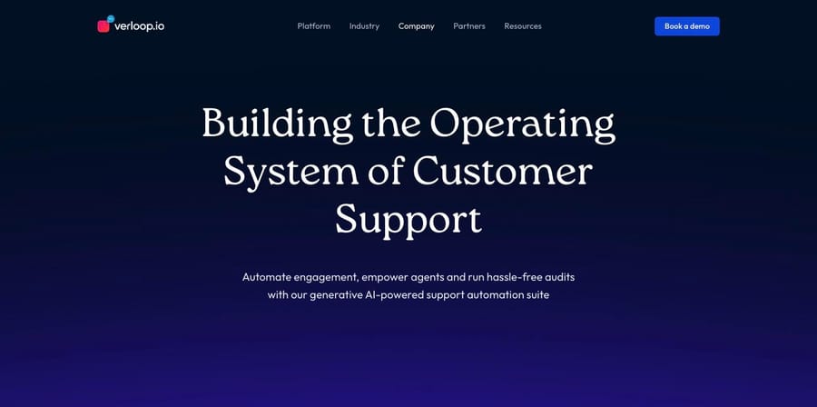 Verloop.io about page: "Building the Operating System of Customer Support."