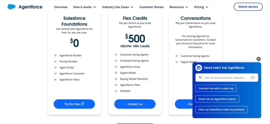 Agentforce pricing: Flex Credits at $500 per 100,000; Conversations now for existing customers
