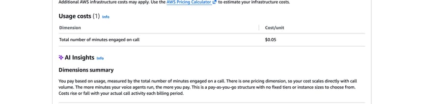 Vapi's AWS Marketplace listing (Sept 19, 2026): $0.05 per minute engaged on a call