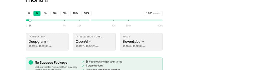 Vapi calculator (Sept 19, 2026): per-minute rates for Deepgram, OpenAI and ElevenLabs