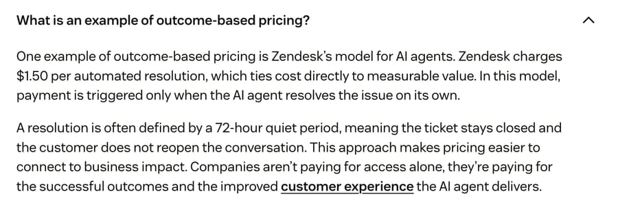 Zendesk's outcome-based pricing post, 19 Sep 2026: Zendesk charges $1.50 per automated resolution