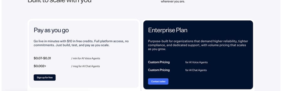Retell pricing: $0.07 to $0.31 a minute for voice agents, chat from $0.0005 per AI message