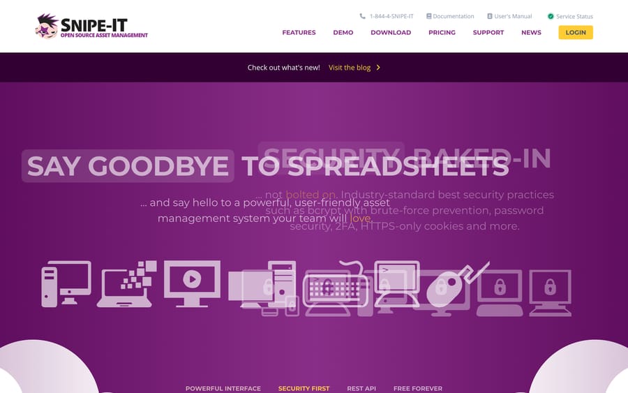 The Snipe-IT website, free open-source IT asset management