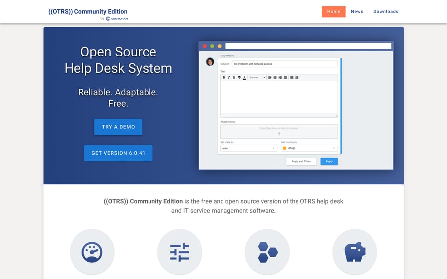 The Centuran-maintained OTRS Community Edition site offering version 6.0.41