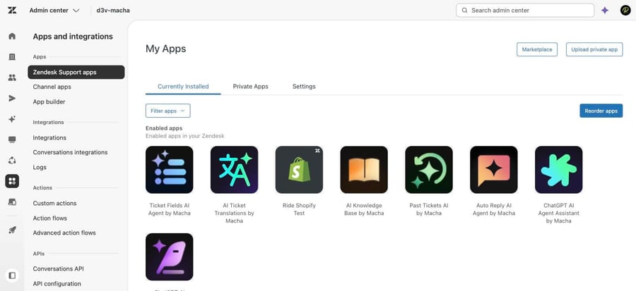 My Apps in our sandbox under Apps and integrations, where the Jira app would be installed