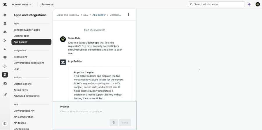 App Builder plan card summarizing the app it intends to build from our one-line prompt
