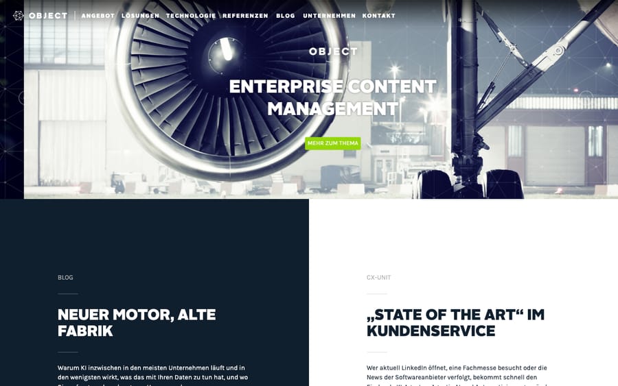 OBJECT ECM's homepage, captured October 29, 2026