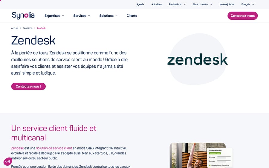 Synolia's Zendesk page, captured October 29, 2026