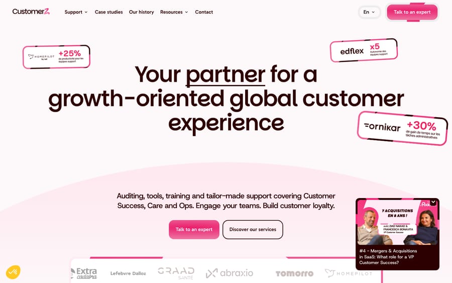 Customerz's homepage, captured October 29, 2026