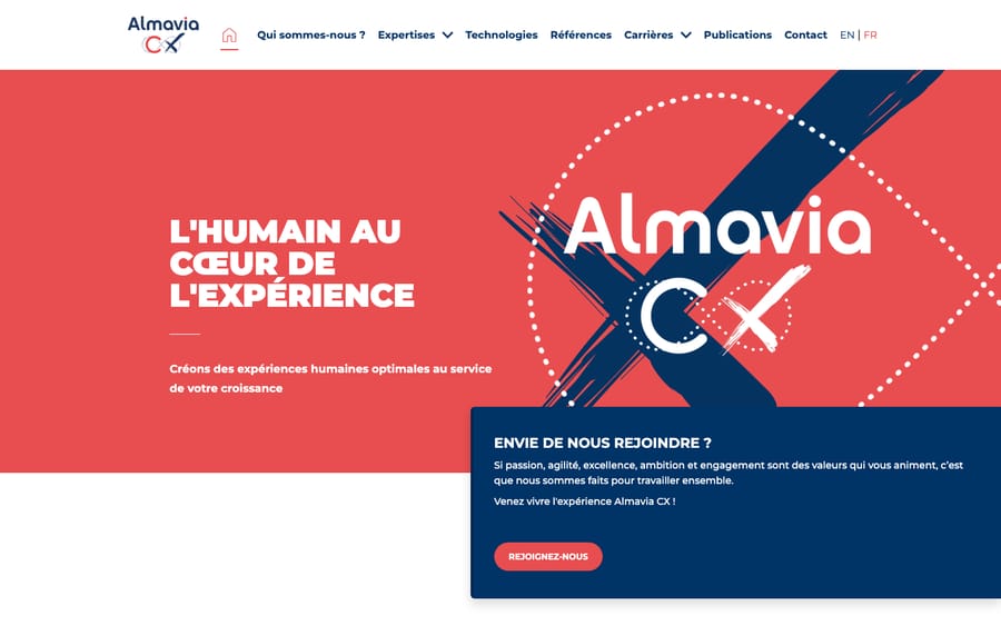 Almavia CX's homepage, captured October 29, 2026