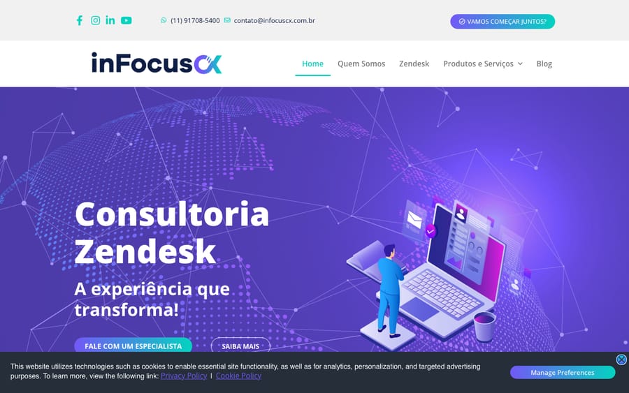 inFocusCX's homepage, captured October 29, 2026