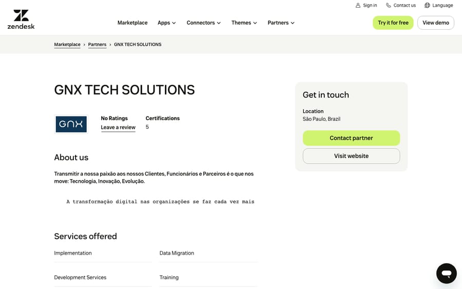 GNX Tech Solutions' directory profile, captured October 29, 2026