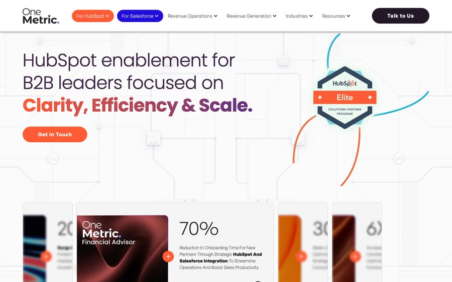OneMetric's homepage, captured October 29, 2026