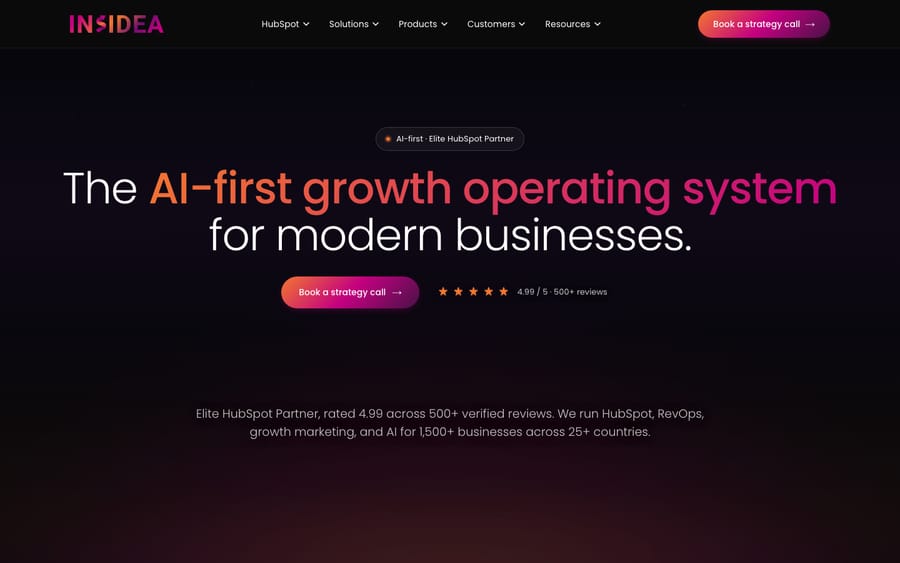 INSIDEA's homepage, captured October 29, 2026