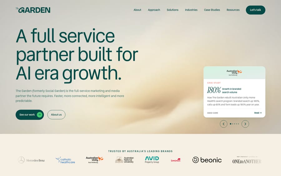 The Garden's homepage, captured October 29, 2026