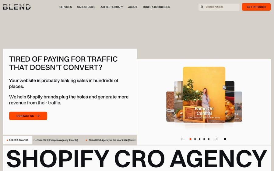 Blend Commerce's homepage, captured October 29, 2026
