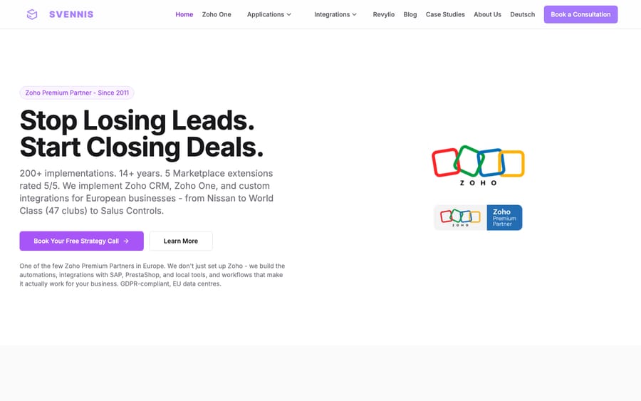 Svennis Cloud Solutions' homepage, captured October 29, 2026