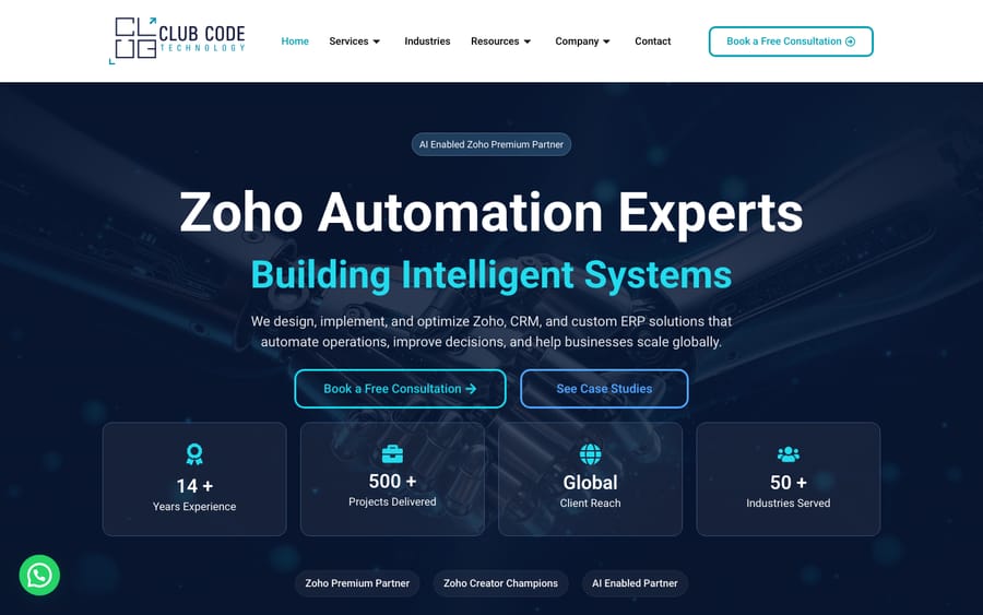 ClubCode Technology's homepage, captured October 29, 2026