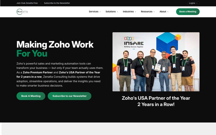 Zenatta Consulting's homepage, captured October 29, 2026