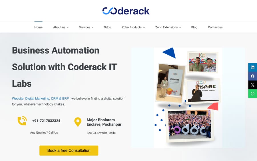Coderack IT Labs' homepage, captured October 29, 2026