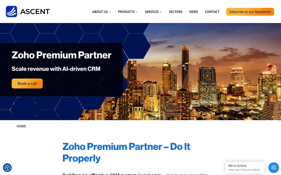 Ascent Business Group's homepage, captured October 29, 2026