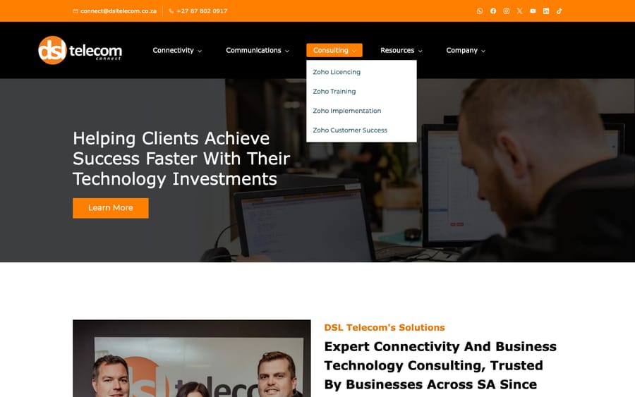 DSL Telecom's homepage, captured October 29, 2026