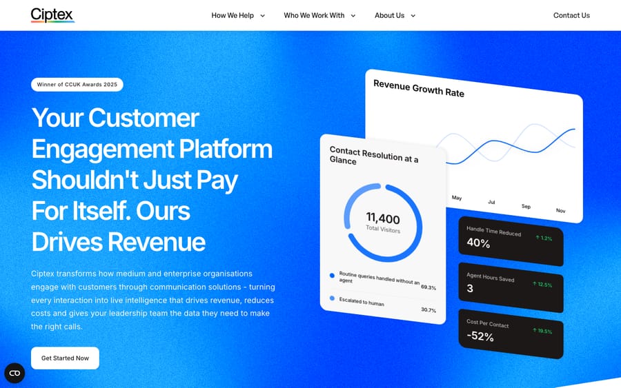 Ciptex's homepage, captured October 29, 2026