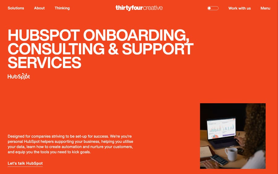 Thirtyfour Creative's HubSpot onboarding page, captured October 29, 2026