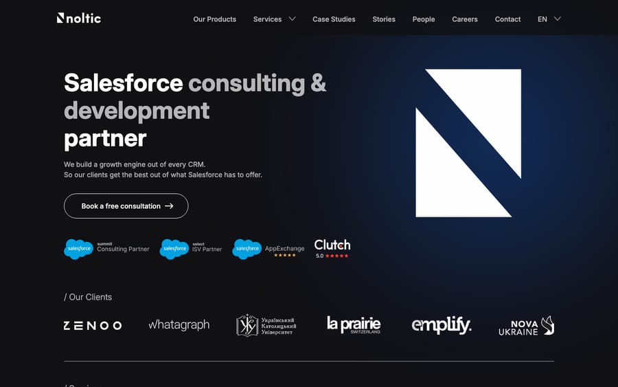 Noltic's homepage, captured October 30, 2026