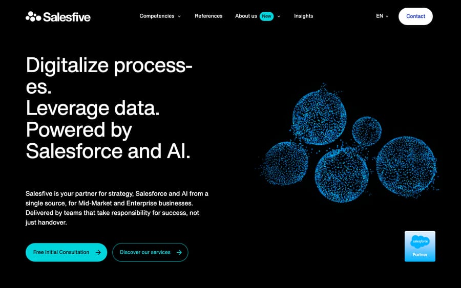Salesfive's homepage, captured October 30, 2026